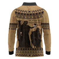 Rhea Mother Who Defied Destiny Long Sleeve Polo Shirt Titaness Rhea Lions Greek Key Pottery Art