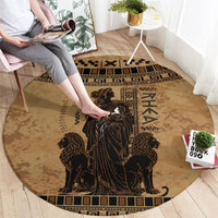 Rhea Mother Who Defied Destiny Round Carpet Titaness Rhea Lions Greek Key Pottery Art
