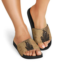 Rhea Mother Who Defied Destiny Slide Sandals Titaness Rhea Lions Greek Key Pottery Art