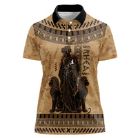 Rhea Mother Who Defied Destiny Women Polo Shirt Titaness Rhea Lions Greek Key Pottery Art
