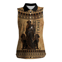 Rhea Mother Who Defied Destiny Women Sleeveless Polo Shirt Titaness Rhea Lions Greek Key Pottery Art
