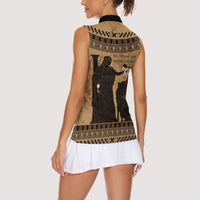 Rhea Mother Who Defied Destiny Women Sleeveless Polo Shirt Titaness Rhea Lions Greek Key Pottery Art