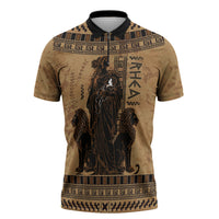 Rhea Mother Who Defied Destiny Zipper Polo Shirt Titaness Rhea Lions Greek Key Pottery Art