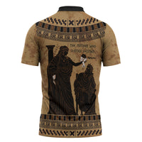 Rhea Mother Who Defied Destiny Zipper Polo Shirt Titaness Rhea Lions Greek Key Pottery Art