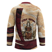 Rhea Titan Queen Mother Gods Hockey Jersey Goddess Rhea Throne Lions Greek Key Art