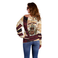 Rhea Titan Queen Mother Gods Off Shoulder Sweater Goddess Rhea Throne Lions Greek Key Art