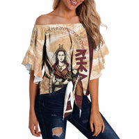 Rhea Titan Queen Mother Gods Off Shoulder Wrap Waist Top Goddess Rhea Throne Lions Greek Key Art