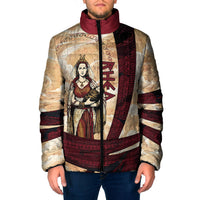 Rhea Titan Queen Mother Gods Padded Jacket Goddess Rhea Throne Lions Greek Key Art