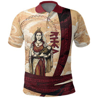 Rhea Titan Queen Mother Gods Polo Shirt Goddess Rhea Throne Lions Greek Key Art