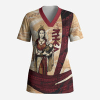 Rhea Titan Queen Mother Gods Scrub Top Goddess Rhea Throne Lions Greek Key Art