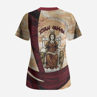 Rhea Titan Queen Mother Gods Scrub Top Goddess Rhea Throne Lions Greek Key Art