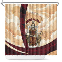 Rhea Titan Queen Mother Gods Shower Curtain Goddess Rhea Throne Lions Greek Key Art