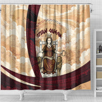 Rhea Titan Queen Mother Gods Shower Curtain Goddess Rhea Throne Lions Greek Key Art