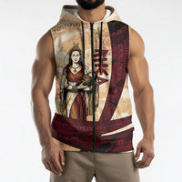 Rhea Titan Queen Mother Gods Sleeveless Zip Hoodie Goddess Rhea Throne Lions Greek Key Art