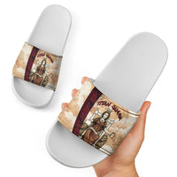 Rhea Titan Queen Mother Gods Slide Sandals Goddess Rhea Throne Lions Greek Key Art