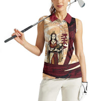 Rhea Titan Queen Mother Gods Women Sleeveless Polo Shirt Goddess Rhea Throne Lions Greek Key Art