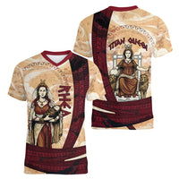 Rhea Titan Queen Mother Gods Women V-Neck T-Shirt Goddess Rhea Throne Lions Greek Key Art