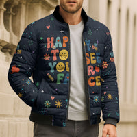 Happy to See Your Face Teacher School Supplies Bomber Puffer Jacket Welcome Back Teacher You Belong Here