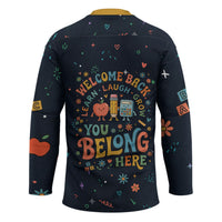Happy to See Your Face Teacher School Supplies Hockey Jersey Welcome Back Teacher You Belong Here