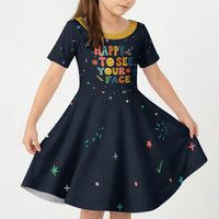 Happy to See Your Face Teacher School Supplies Kid Short Sleeve Dress Welcome Back Teacher You Belong Here