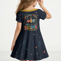 Happy to See Your Face Teacher School Supplies Kid Short Sleeve Dress Welcome Back Teacher You Belong Here