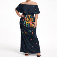Happy to See Your Face Teacher School Supplies Off Shoulder Maxi Dress Welcome Back Teacher You Belong Here