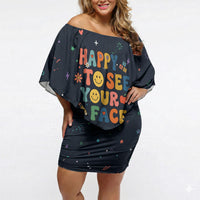 Happy to See Your Face Teacher School Supplies Off Shoulder Short Dress Welcome Back Teacher You Belong Here
