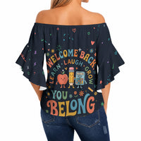 Happy to See Your Face Teacher School Supplies Off Shoulder Wrap Waist Top Welcome Back Teacher You Belong Here