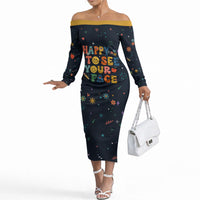 Happy to See Your Face Teacher School Supplies Off The Shoulder Long Sleeve Dress Welcome Back Teacher You Belong Here