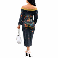 Happy to See Your Face Teacher School Supplies Off The Shoulder Long Sleeve Dress Welcome Back Teacher You Belong Here