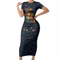 Happy to See Your Face Teacher School Supplies Short Sleeve Bodycon Dress Welcome Back Teacher You Belong Here