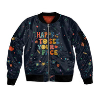 Happy to See Your Face Teacher School Supplies Sleeve Zip Bomber Jacket Welcome Back Teacher You Belong Here