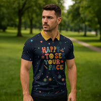 Happy to See Your Face Teacher School Supplies Zipper Polo Shirt Welcome Back Teacher You Belong Here
