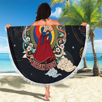Arirang Korea Pride Beach Blanket Korean Taegeuk Culture Hanbok Woman Traditional Mugunghwa