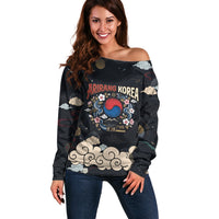 Arirang Korea Pride Off Shoulder Sweater Korean Taegeuk Culture Hanbok Woman Traditional Mugunghwa