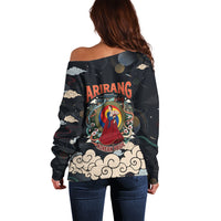 Arirang Korea Pride Off Shoulder Sweater Korean Taegeuk Culture Hanbok Woman Traditional Mugunghwa