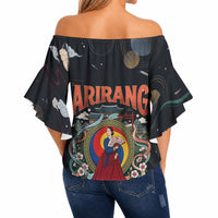 Arirang Korea Pride Off Shoulder Wrap Waist Top Korean Taegeuk Culture Hanbok Woman Traditional Mugunghwa