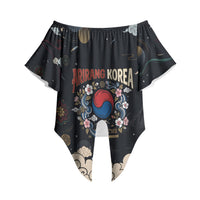 Arirang Korea Pride Off Shoulder Wrap Waist Top Korean Taegeuk Culture Hanbok Woman Traditional Mugunghwa