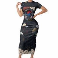 Arirang Korea Pride Short Sleeve Bodycon Dress Korean Taegeuk Culture Hanbok Woman Traditional Mugunghwa