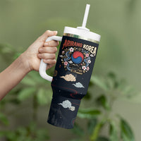 Arirang Korea Pride Tumbler With Handle Korean Taegeuk Culture Hanbok Woman Traditional Mugunghwa