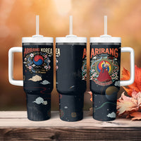 Arirang Korea Pride Tumbler With Handle Korean Taegeuk Culture Hanbok Woman Traditional Mugunghwa
