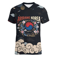 Arirang Korea Pride Women V-Neck T-Shirt Korean Taegeuk Culture Hanbok Woman Traditional Mugunghwa