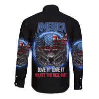 America Live It Love It Or Get The Hell Out Long Sleeve Button Shirt - Wonder Print Shop