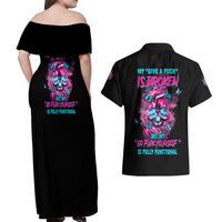 My Give A F Is Broken Couples Matching Off Shoulder Maxi Dress and Hawaiian Shirt - Wonder Print Shop