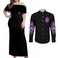 My Give A F Is Broken Couples Matching Off Shoulder Maxi Dress and Long Sleeve Button Shirt - Wonder Print Shop