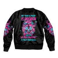 My Give A F Is Broken Sleeve Zip Bomber Jacket - Wonder Print Shop