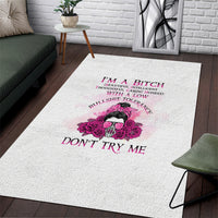 I'm A B Don't Try Me Rose Messy Bun Area Rug - Wonder Print Shop
