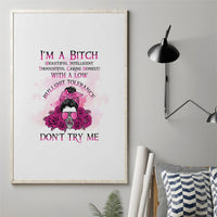 I'm A B Don't Try Me Rose Messy Bun Canvas Wall Art - Wonder Print Shop