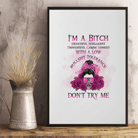 I'm A B Don't Try Me Rose Messy Bun Canvas Wall Art - Wonder Print Shop