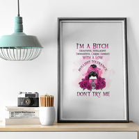 I'm A B Don't Try Me Rose Messy Bun Canvas Wall Art - Wonder Print Shop